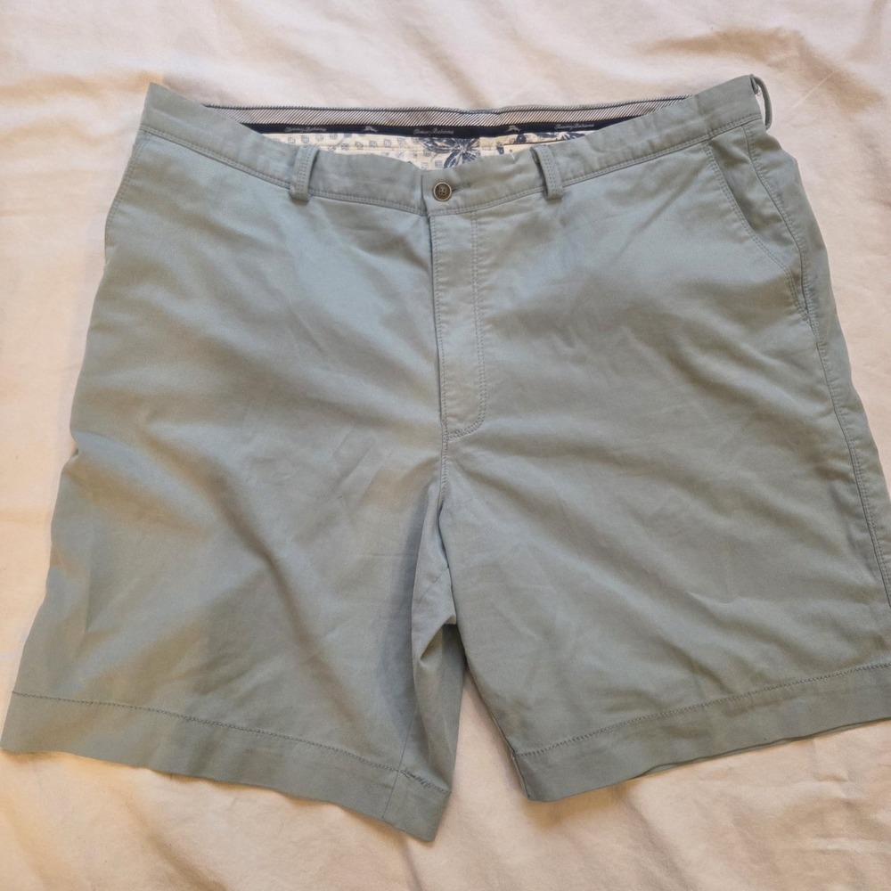 Tommy Bahama Shorts Mens 40 Blue Flat Front Chino Casual Stretch Tencel Lyocell